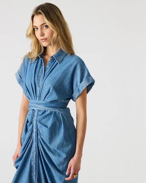 Steve Madden: Tori Dress in Chambray Blue - The Vogue Boutique