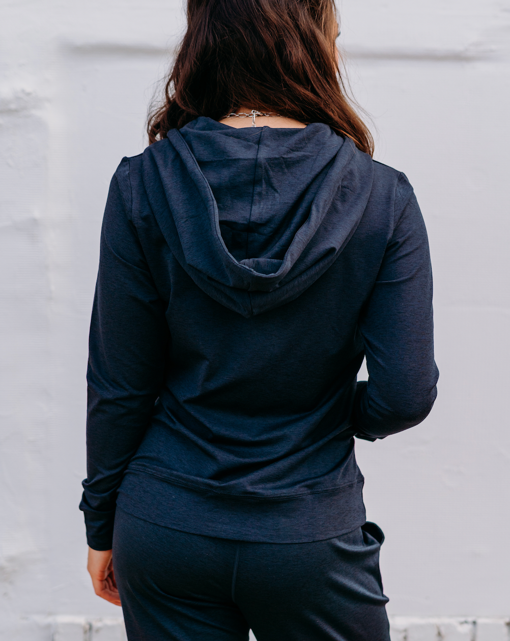 Glyder: On the Go Black Marble Zip Up Hoodie With grey and Black Strings - The Vogue Boutique
