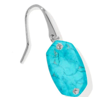 Kendra Scott: Lee Riveted Drop Earrings in Silver Variegated Turquoise Magnesite