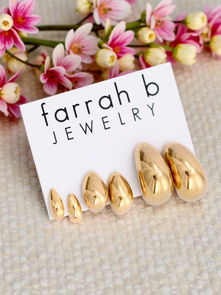 Farrah b: TRIPLE THREAT 3 Pack Stud earring set GOLD (ST-3TD)