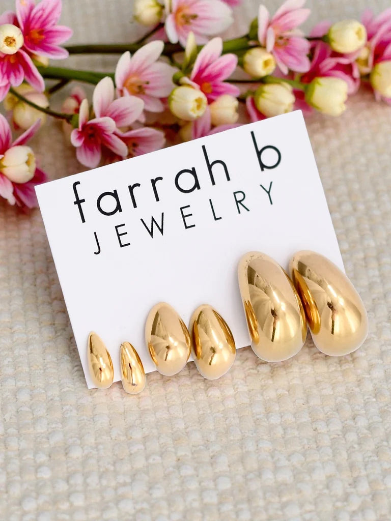 Farrah b: TRIPLE THREAT 3 Pack Stud earring set GOLD (ST-3TD)