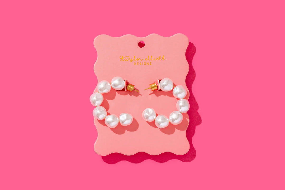 Taylor Elliott Designs: Megan Pearl Hoops - The Vogue Boutique