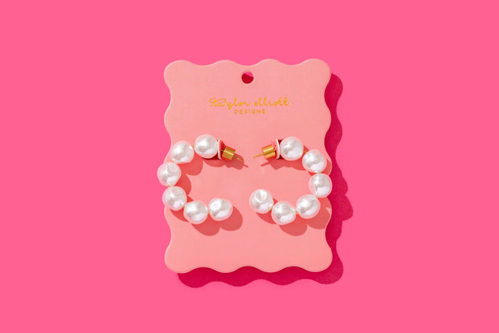 Taylor Elliott Designs: Megan Pearl Hoops - The Vogue Boutique
