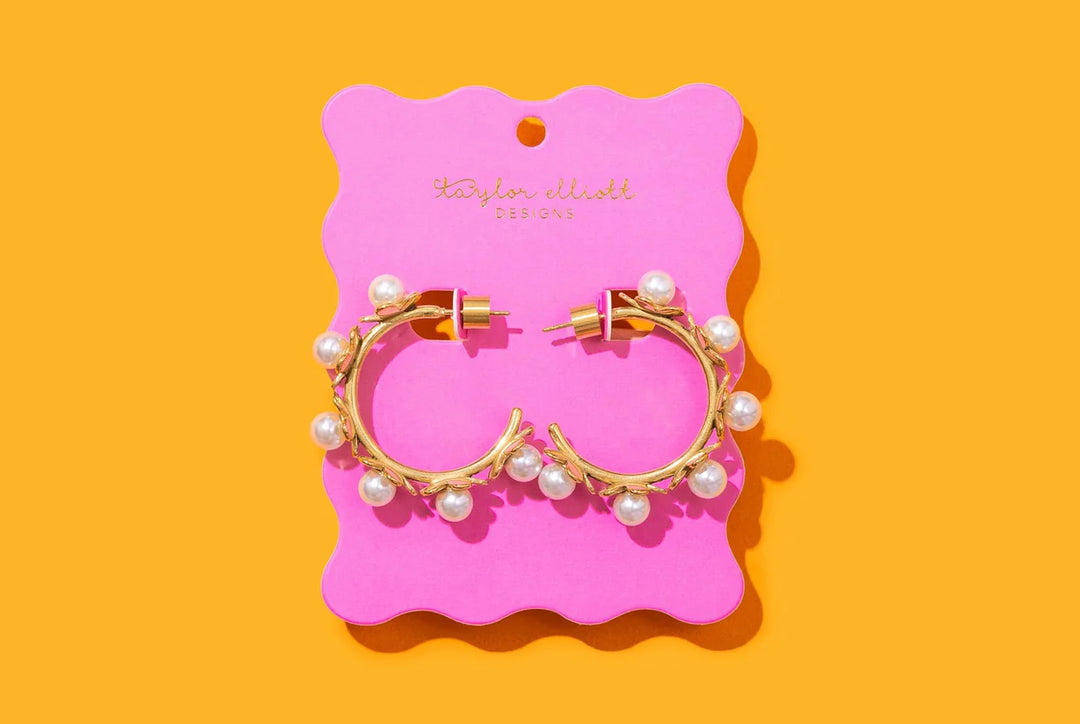 Taylor Elliott Designs: Kali Pearl Hoops - The Vogue Boutique