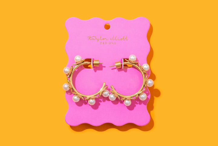 Taylor Elliott Designs: Kali Pearl Hoops - The Vogue Boutique