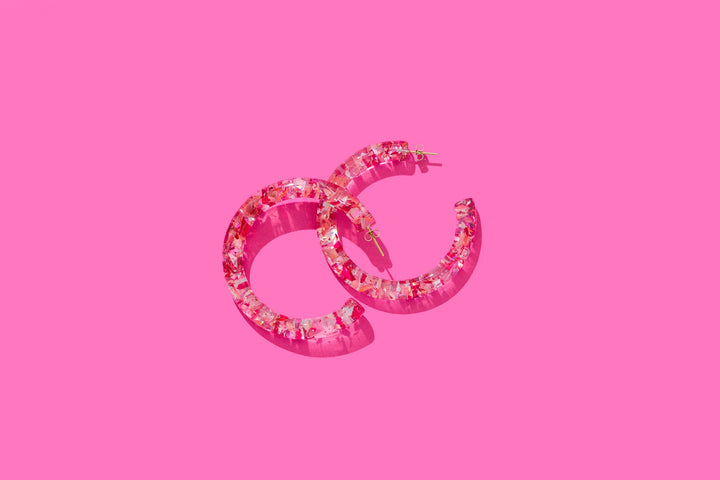 Taylor Elliot Designst: Confetti Hoops in Pink (E-77)