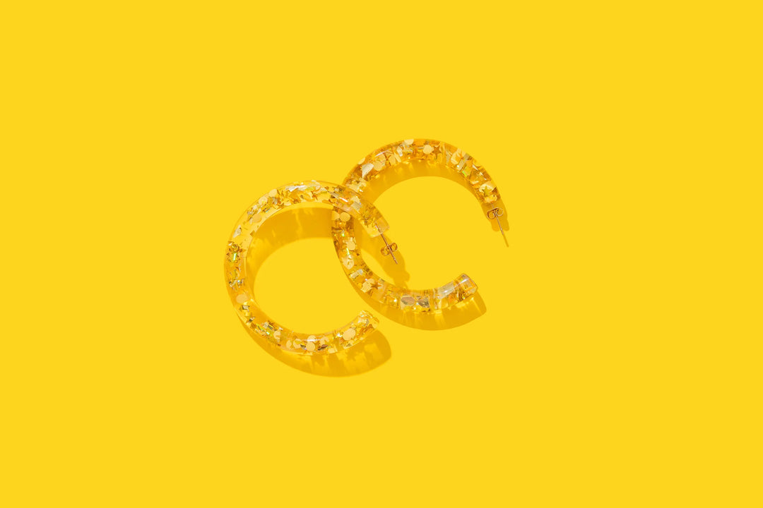 Taylor Elliott Designs: Confetti Hoops in Gold (E-81)