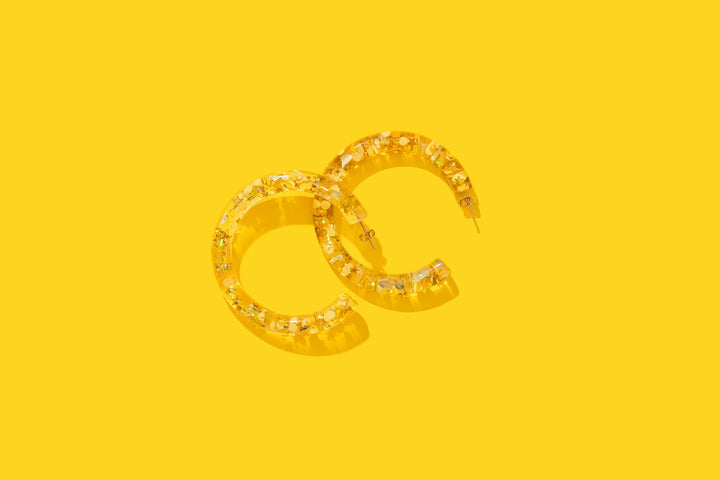 Taylor Elliott Designs: Confetti Hoops in Gold (E-81)