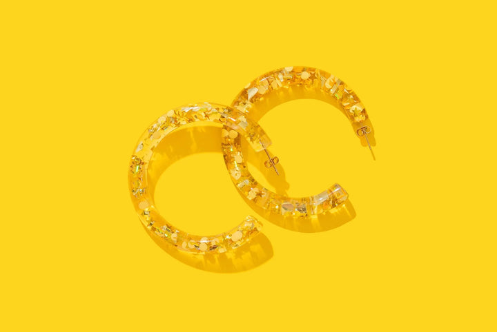 Taylor Elliott Designs: Confetti Hoops in Gold (E-81)