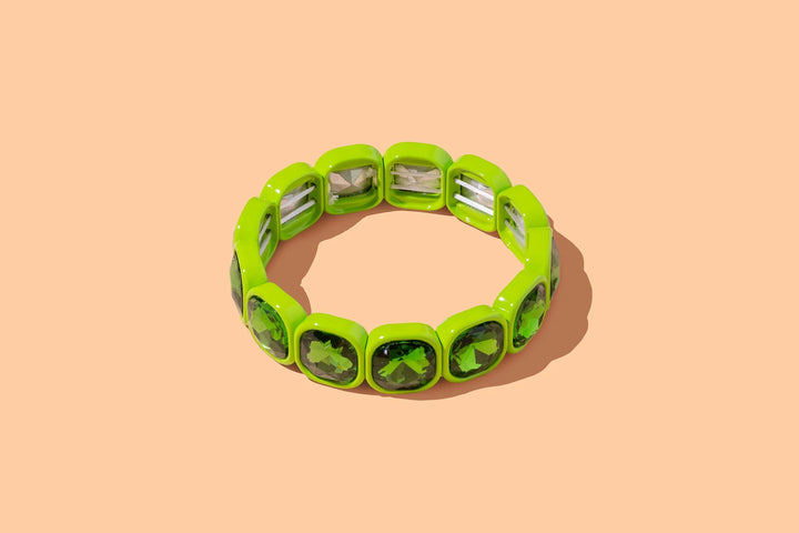 Taylor Elliott Designs: Enamel Stretch Bracelet Rounded Gems Elise in Green (B-05)