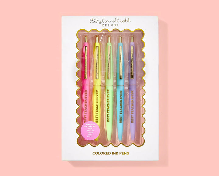 Taylor Elliott Designs: Pen Set - Motivational - Best Teacher Ever - 5 Piece Set