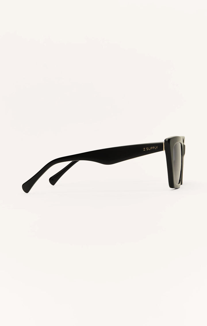Z Supply: Feel Good Sunglass in Polished Black Grey