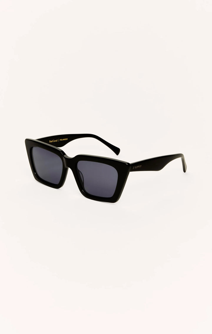 Z Supply: Feel Good Sunglass in Polished Black Grey