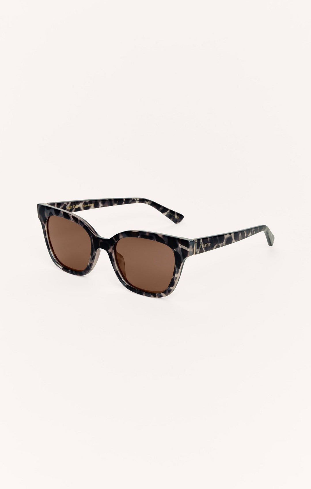 Z Supply High Tide sunglasses in polished black-grey tortoise with brown polarized lenses