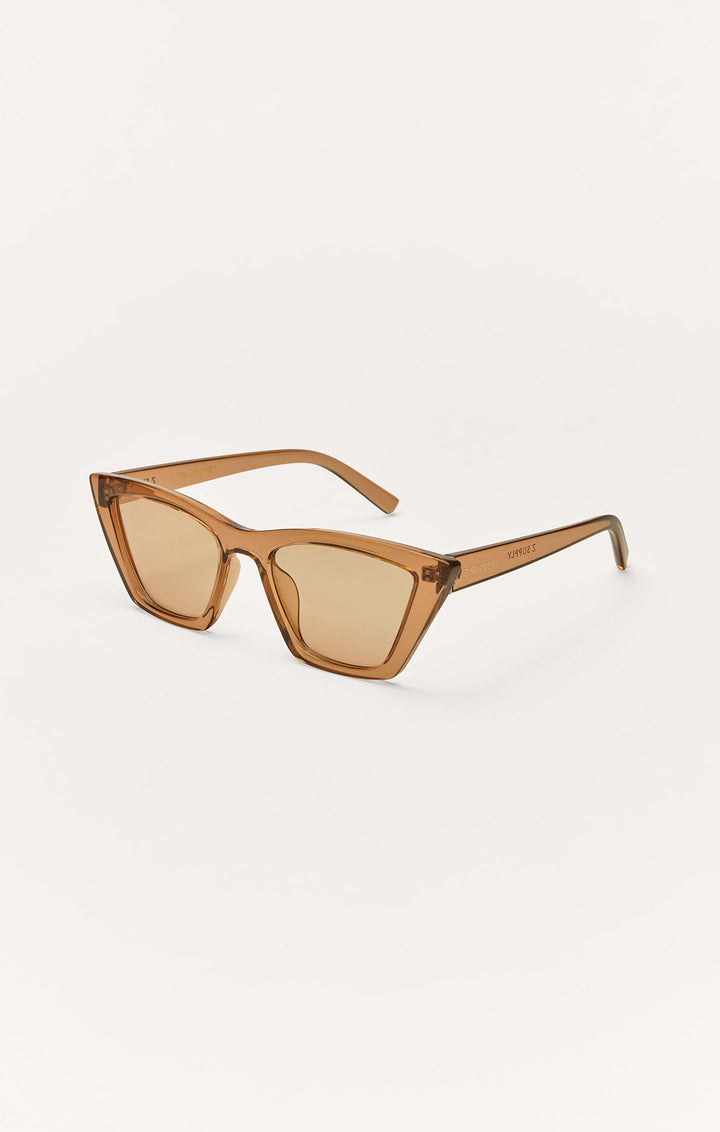 Z Supply Villa Carmel cat-eye sunglasses in transparent amber brown with gradient polarized lenses