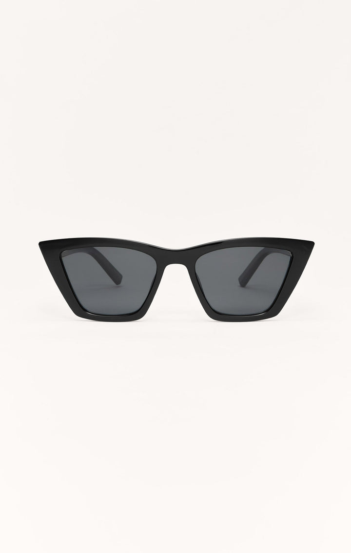Z Supply Villa cat-eye sunglasses in polished black frame with grey polarized lenses