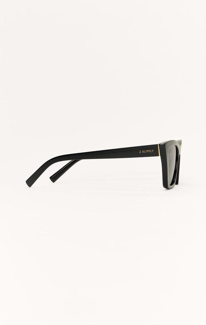 Z Supply Villa Carmel polarized sunglasses in black with gold hardware, side profile view