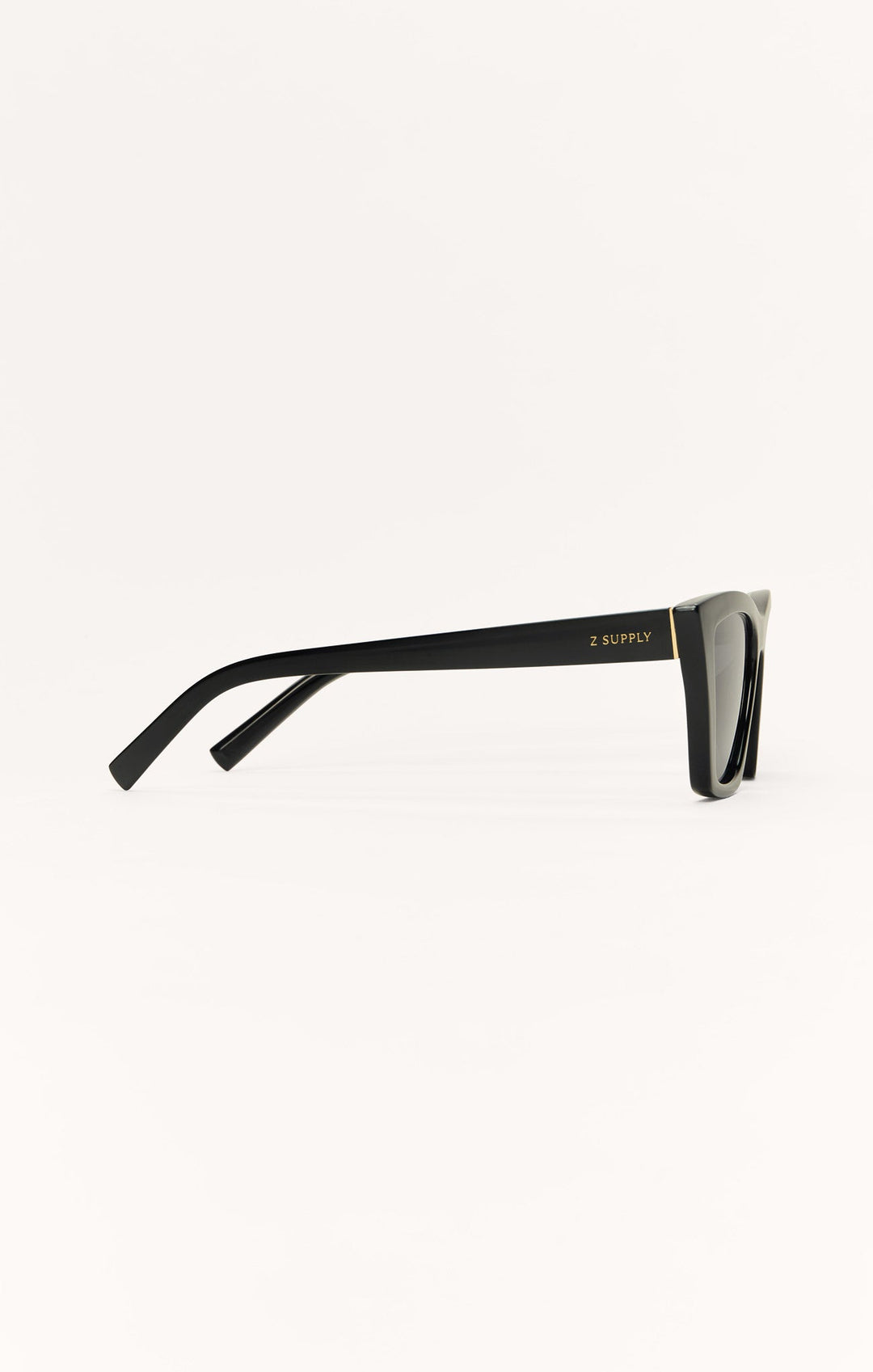 Z Supply Villa sunglasses in polished black with grey polarized lenses, side profile view