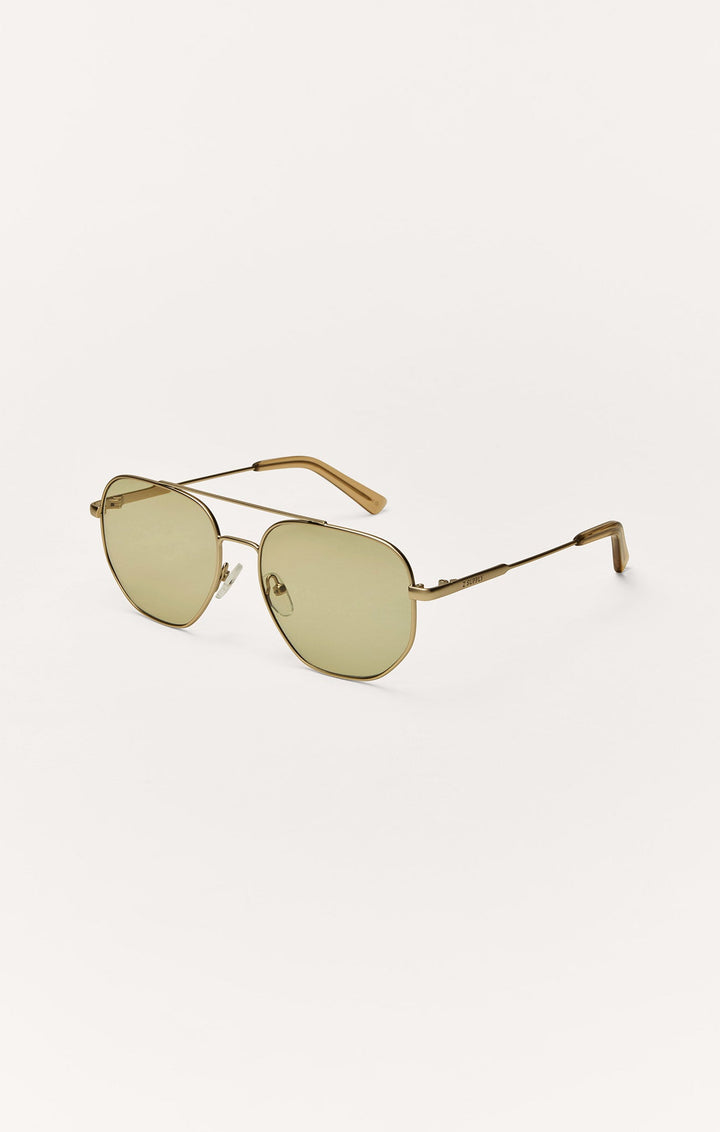 Z Supply Highway aviator sunglasses in gold tort with gradient polarized olive lenses