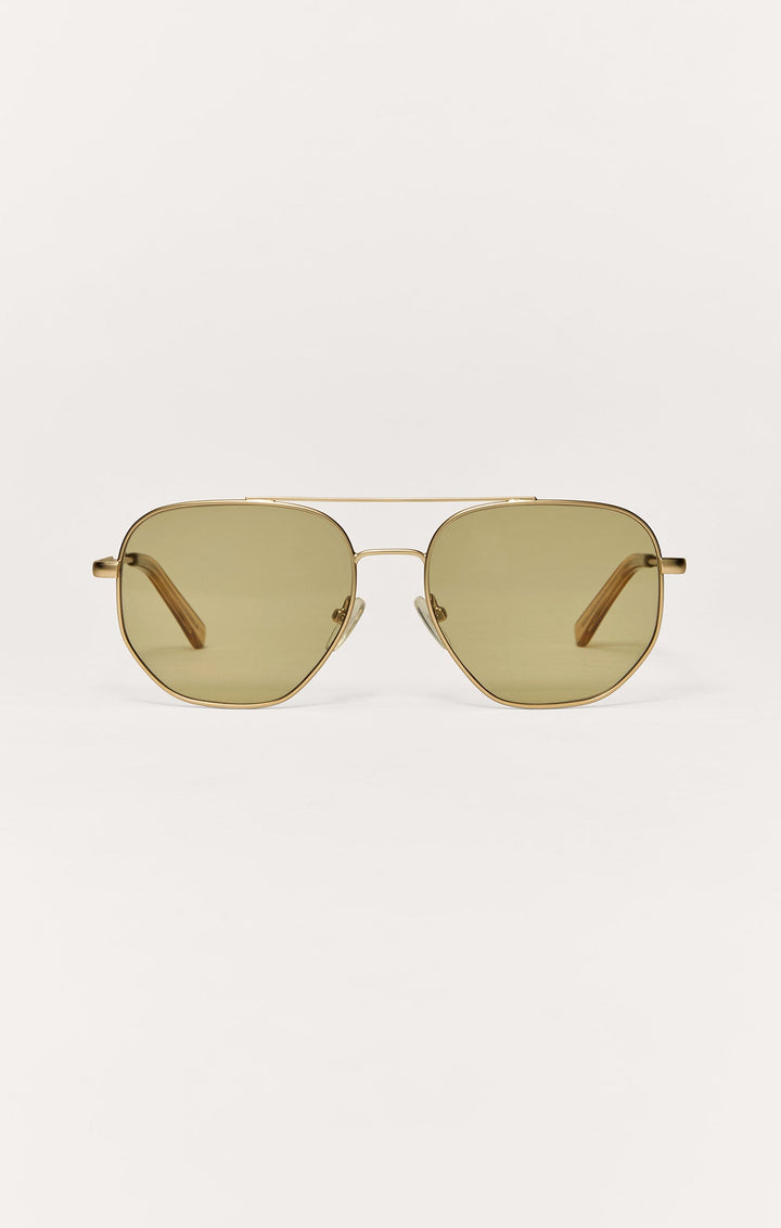 Z Supply Highway aviator sunglasses in satin gold frame with brown polarized lenses