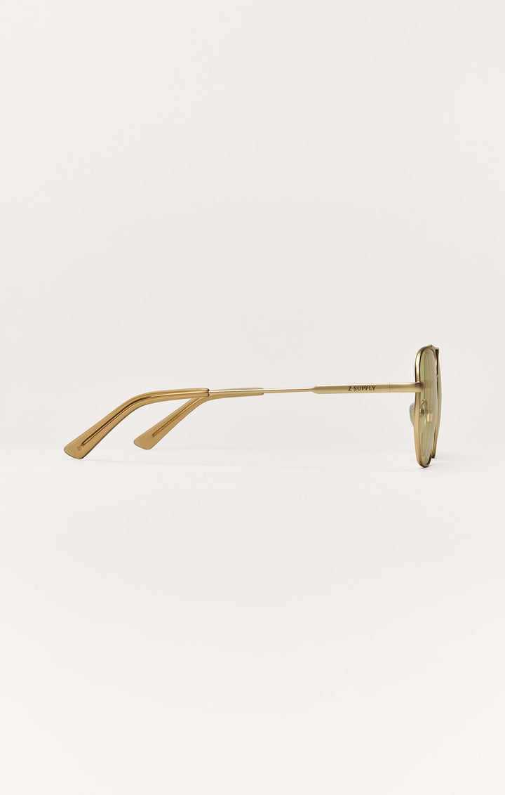 Z Supply Highway aviator sunglasses in gold frame with gradient polarized lenses, side view