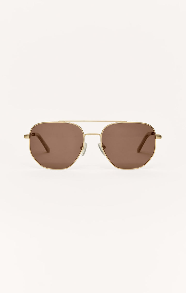 Z Supply Highway sunglasses with gold metal frame and brown polarized lenses
