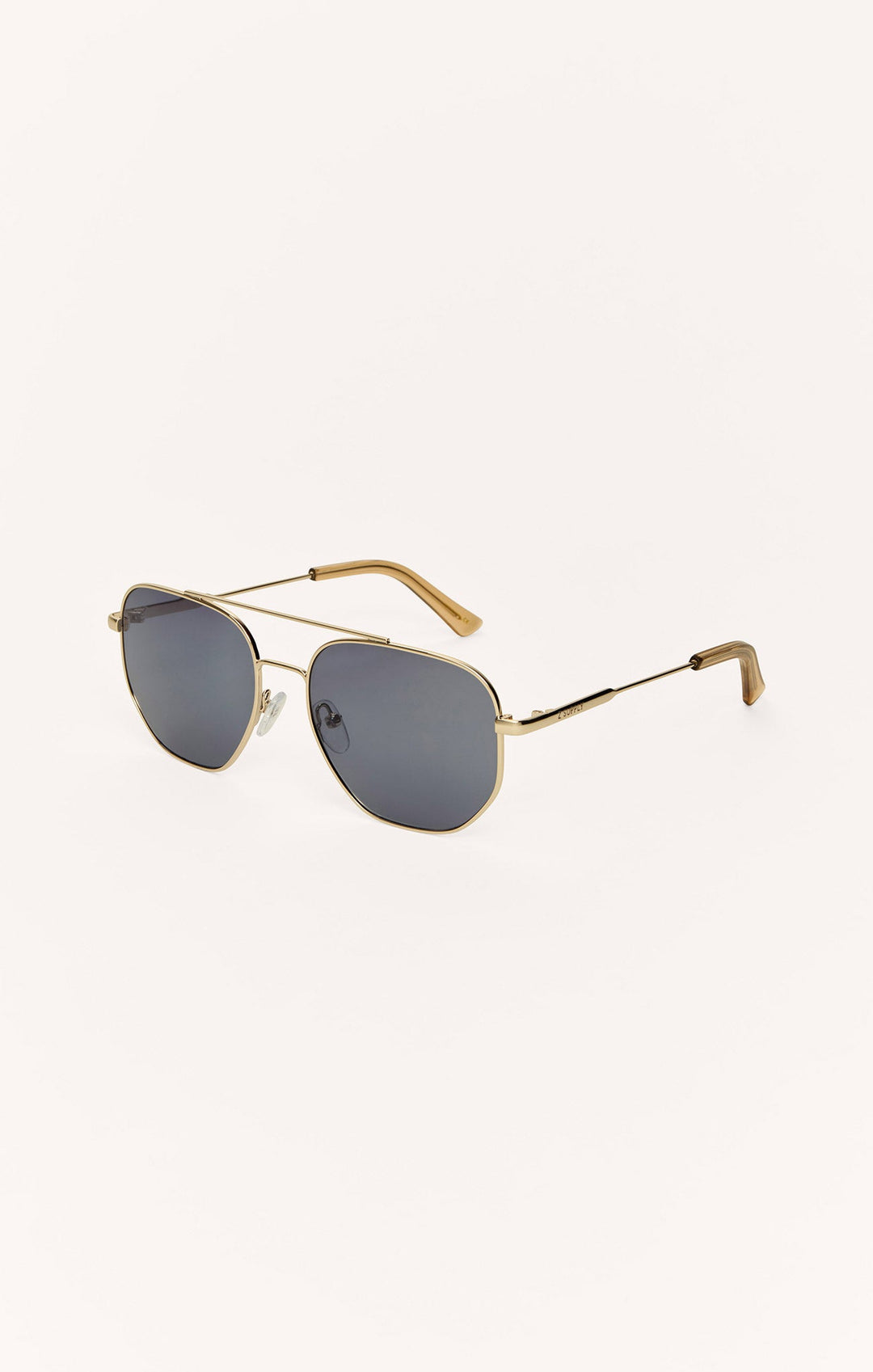 Z Supply Highway aviator sunglasses in gold frame with dark grey polarized lenses