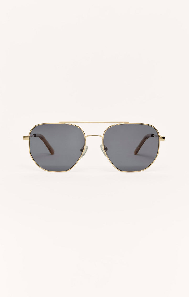 Z Supply Highway aviator sunglasses in satin gold frame with dark polarized lenses