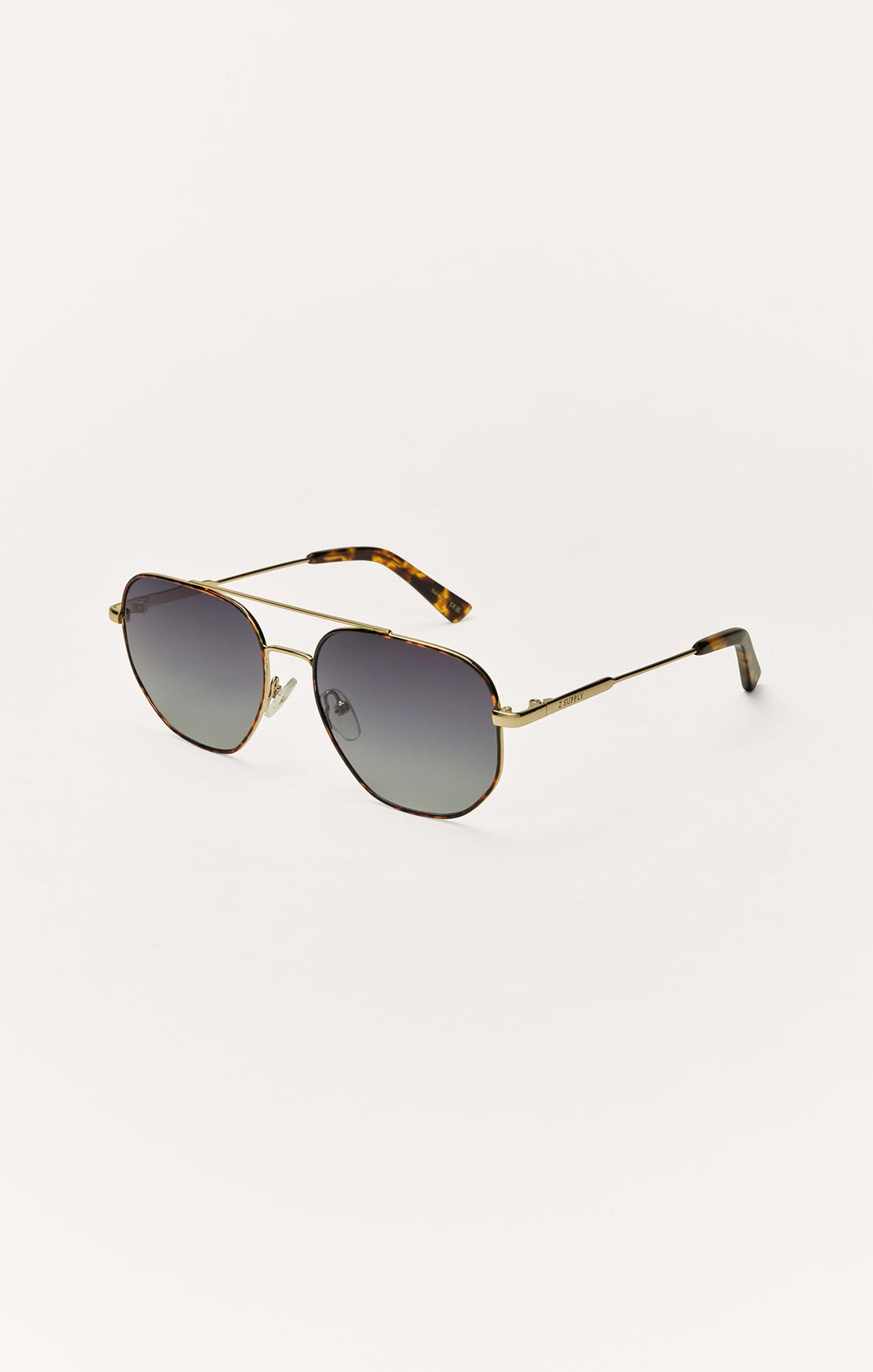Z Supply Highway aviator sunglasses in satin gold and brown tortoise with polarized gradient lenses