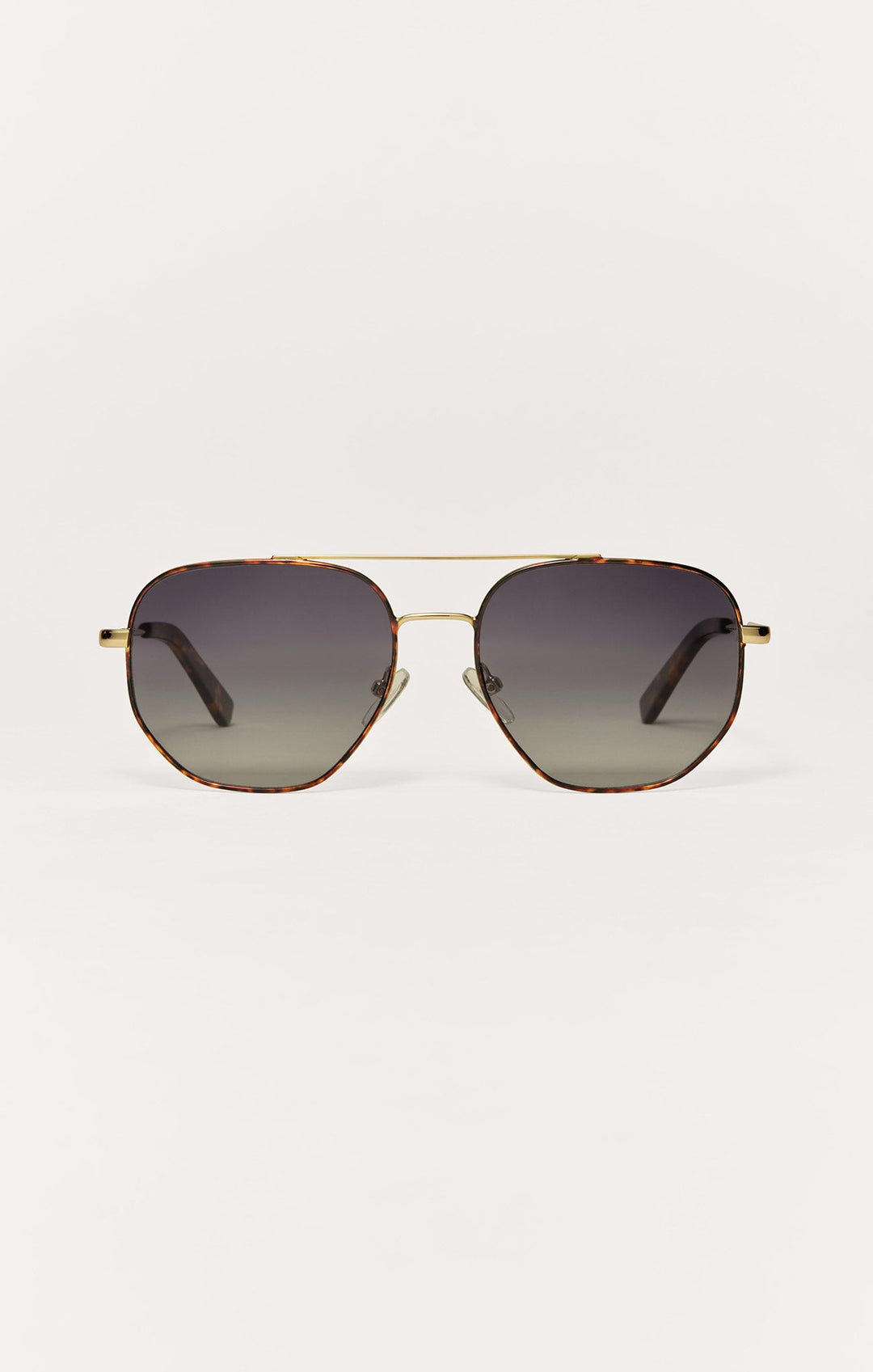 Z Supply Highway aviator sunglasses in satin gold with tortoise frame and brown polarized lenses