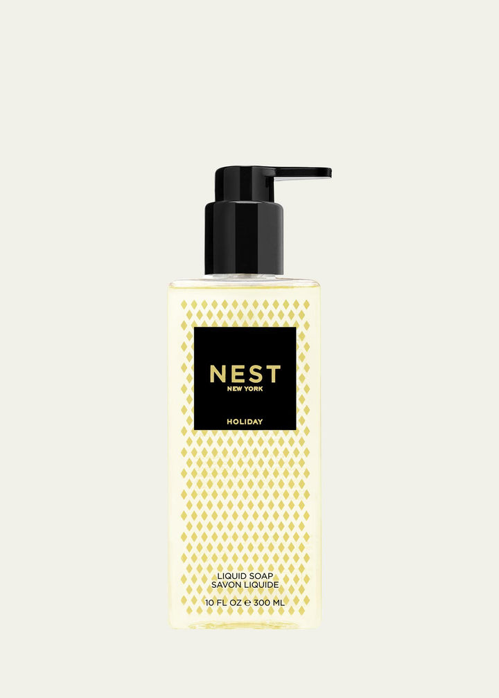 NEST New York Holiday Liquid Soap 10 fl oz pump bottle with gold diamond pattern