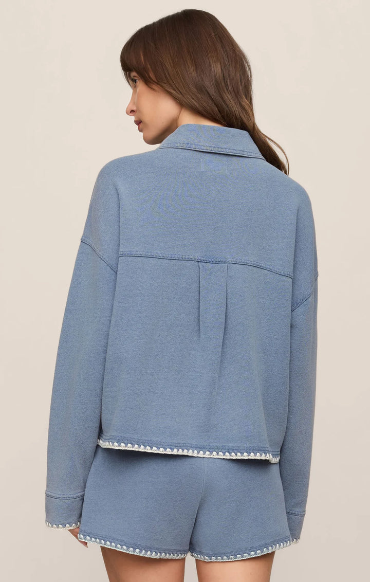 Z Supply: All Day Crop Whipstitch Jacket in Santorini Indigo (ZJ261234)