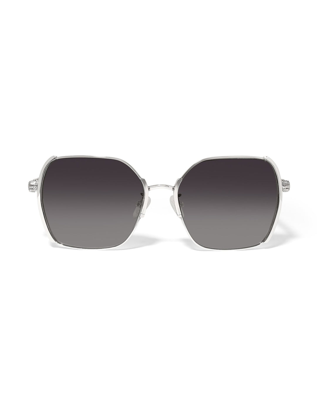 Brighton Interlok Twist Sunglasses with silver metal frame and gradient gray lenses