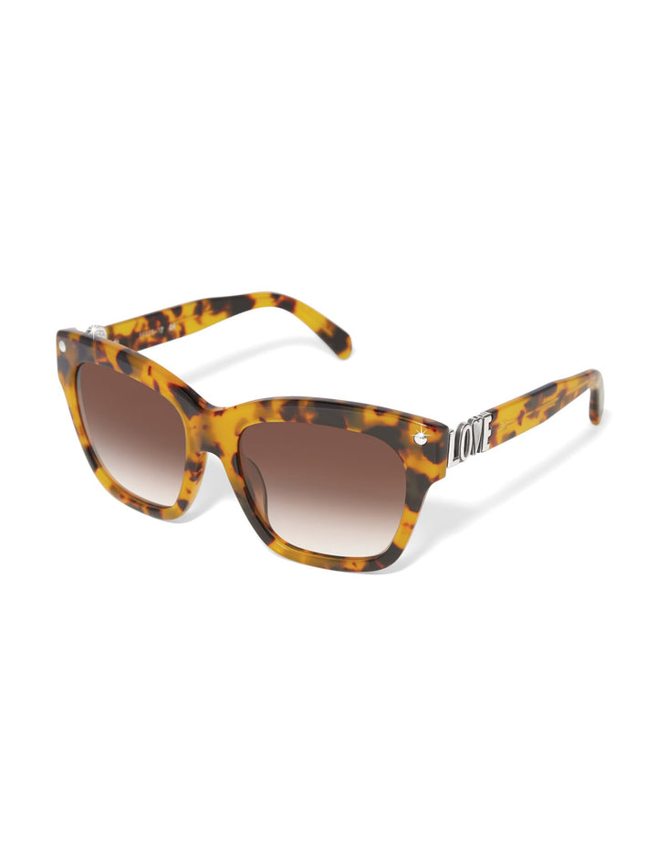 Brighton Fashionista Love Sunglasses in tortoise shell with brown gradient lenses and silver LOVE hardware