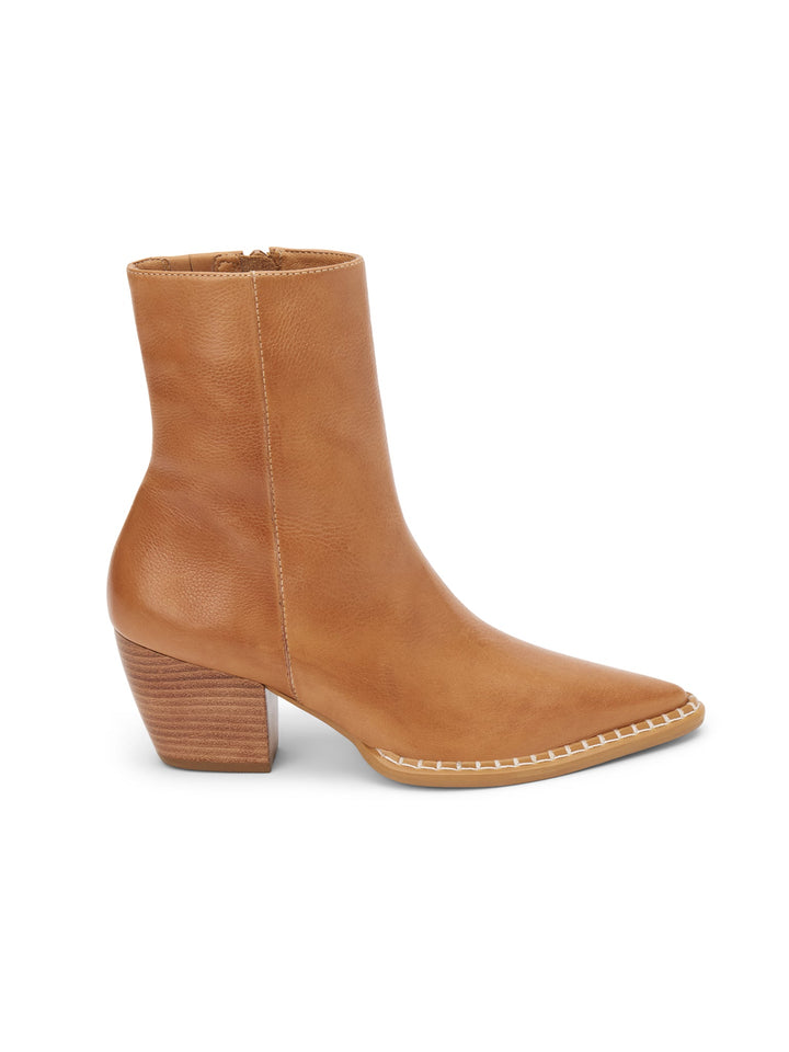 Matisse CATY butterscotch tan leather ankle boot with stacked heel and pointed toe