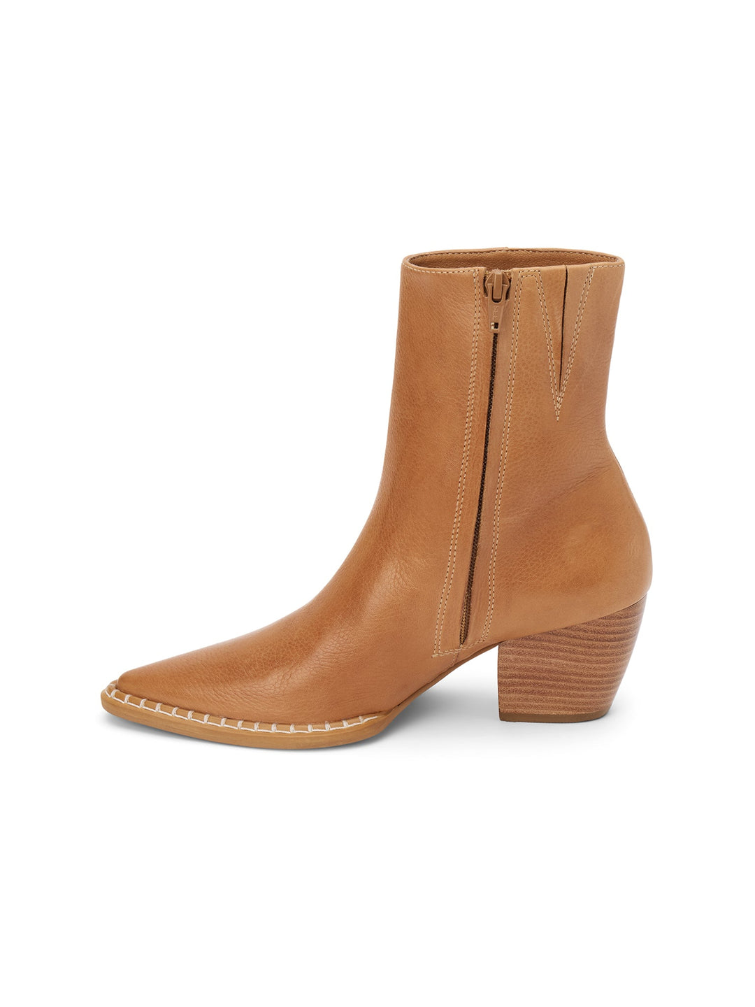 Matisse CATY butterscotch tan leather ankle boot with stacked heel and side zipper