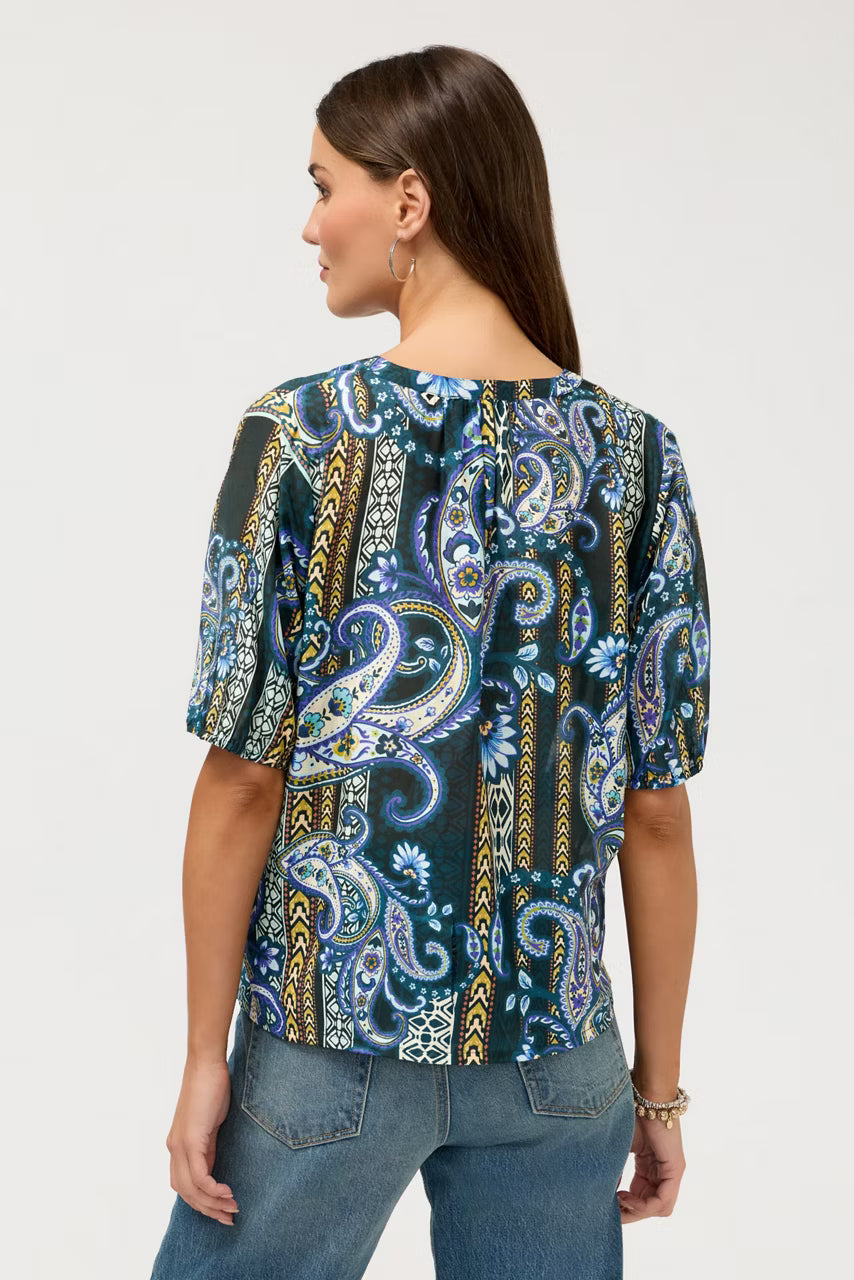 Johnny Was: Margot Short Sleeve Blouse in Montecito (C18726-7)