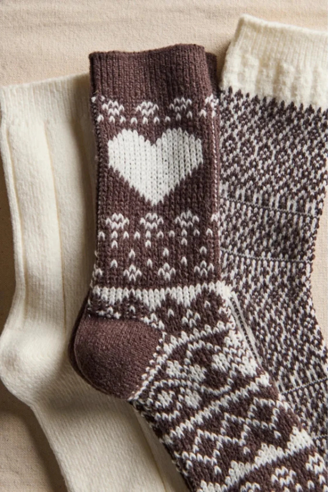 Free People: NORDIC KNIT SOCK PACK in Brown Pattern (FP-FPF25-06-2005)