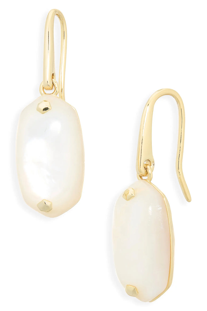 Kendra Scott: Lee Riveted Drop Earrings in Gold Ivory Mother Of Pearl