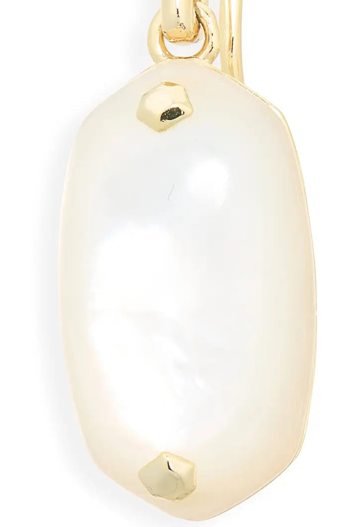 Kendra Scott: Lee Riveted Drop Earrings in Gold Ivory Mother Of Pearl