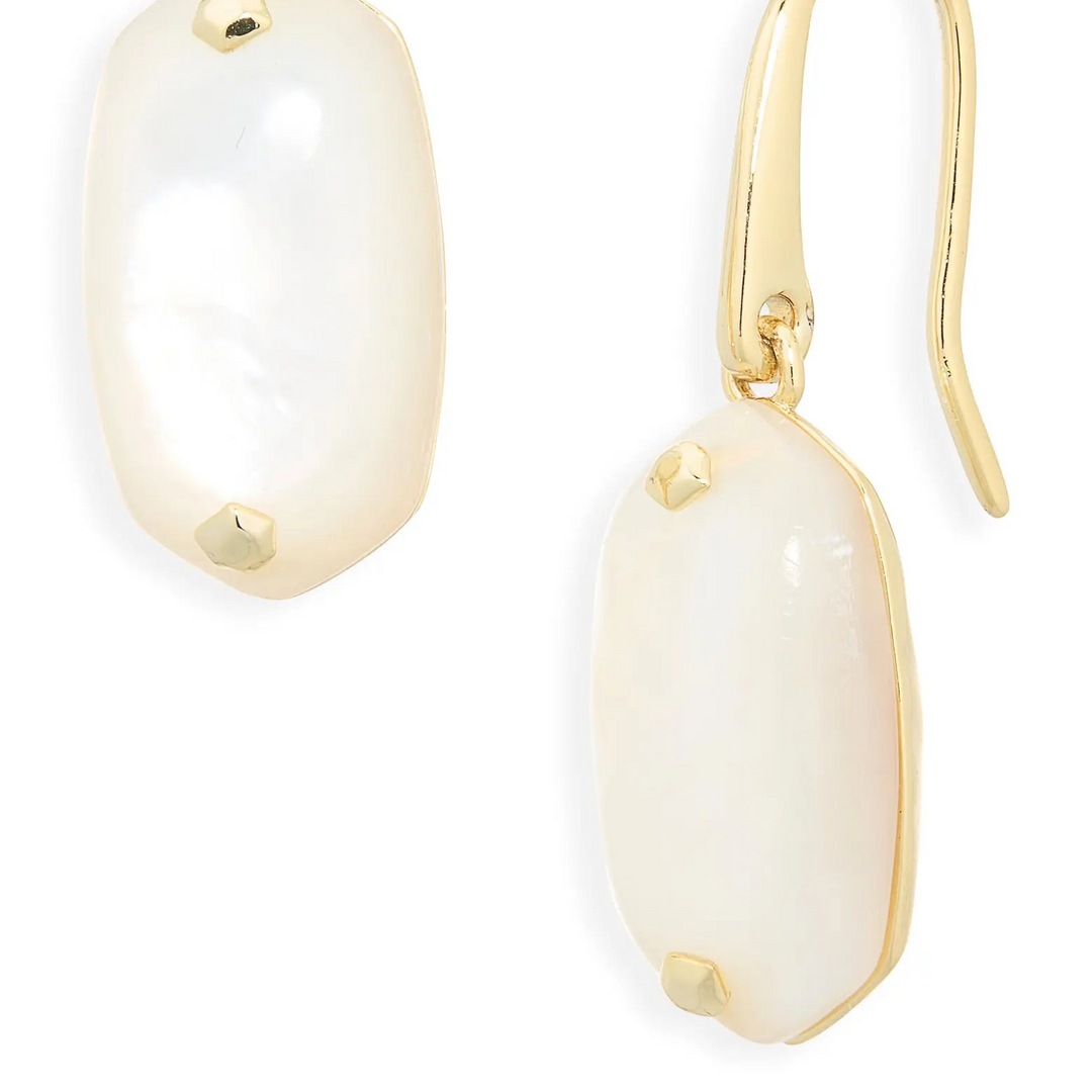 Kendra Scott: Lee Riveted Drop Earrings in Gold Ivory Mother Of Pearl