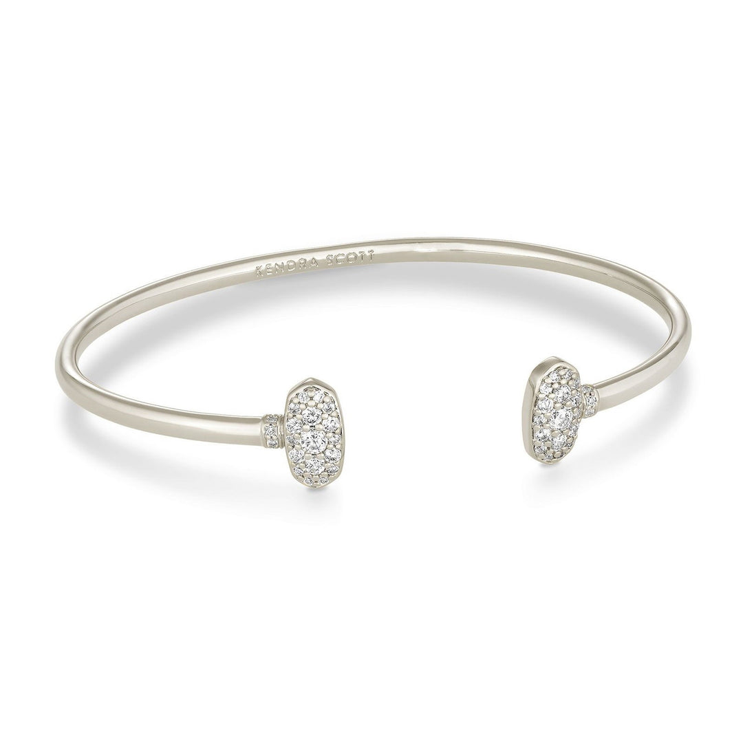 Kendra Scott: Kendra Scott Grayson Crystal Cuff Bracelet in Rhodium White - The Vogue Boutique