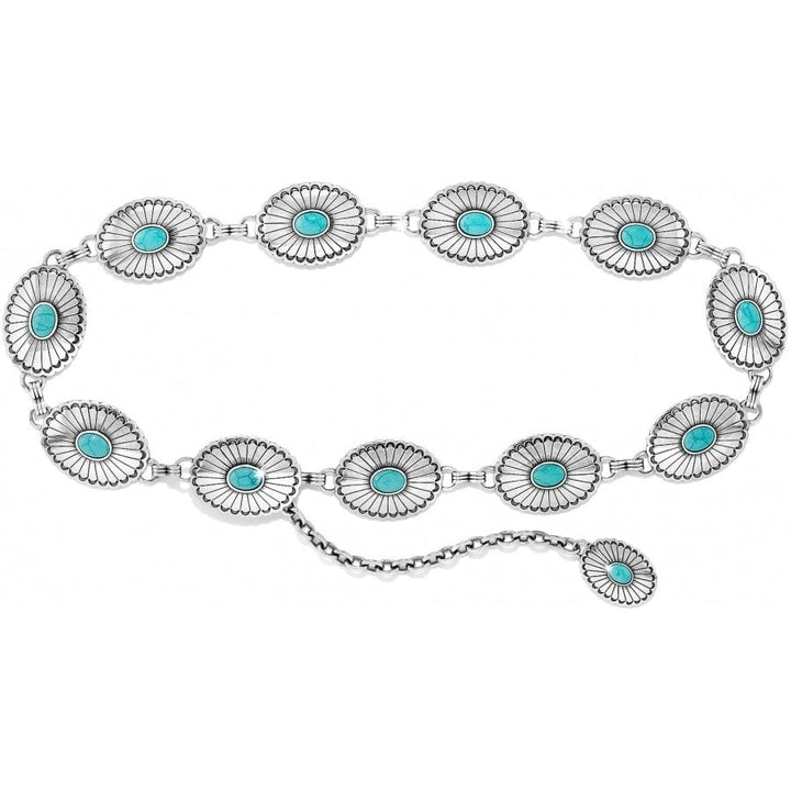 Brighton Farmington Classic silver concho belt with oval turquoise stone centers