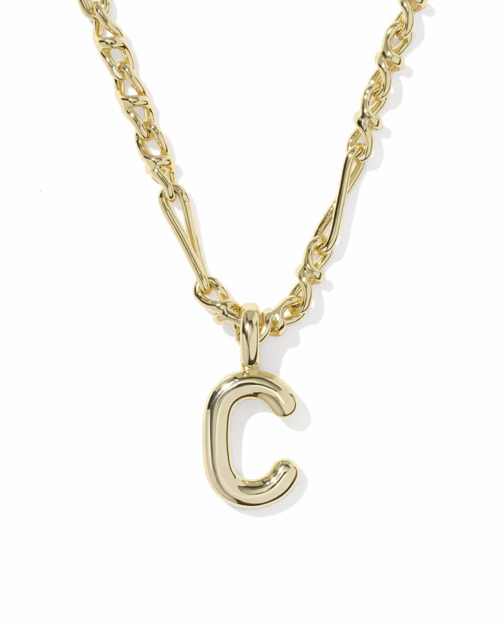 Kendra Scott: Bubble Letter Short Pendant Necklace Gold