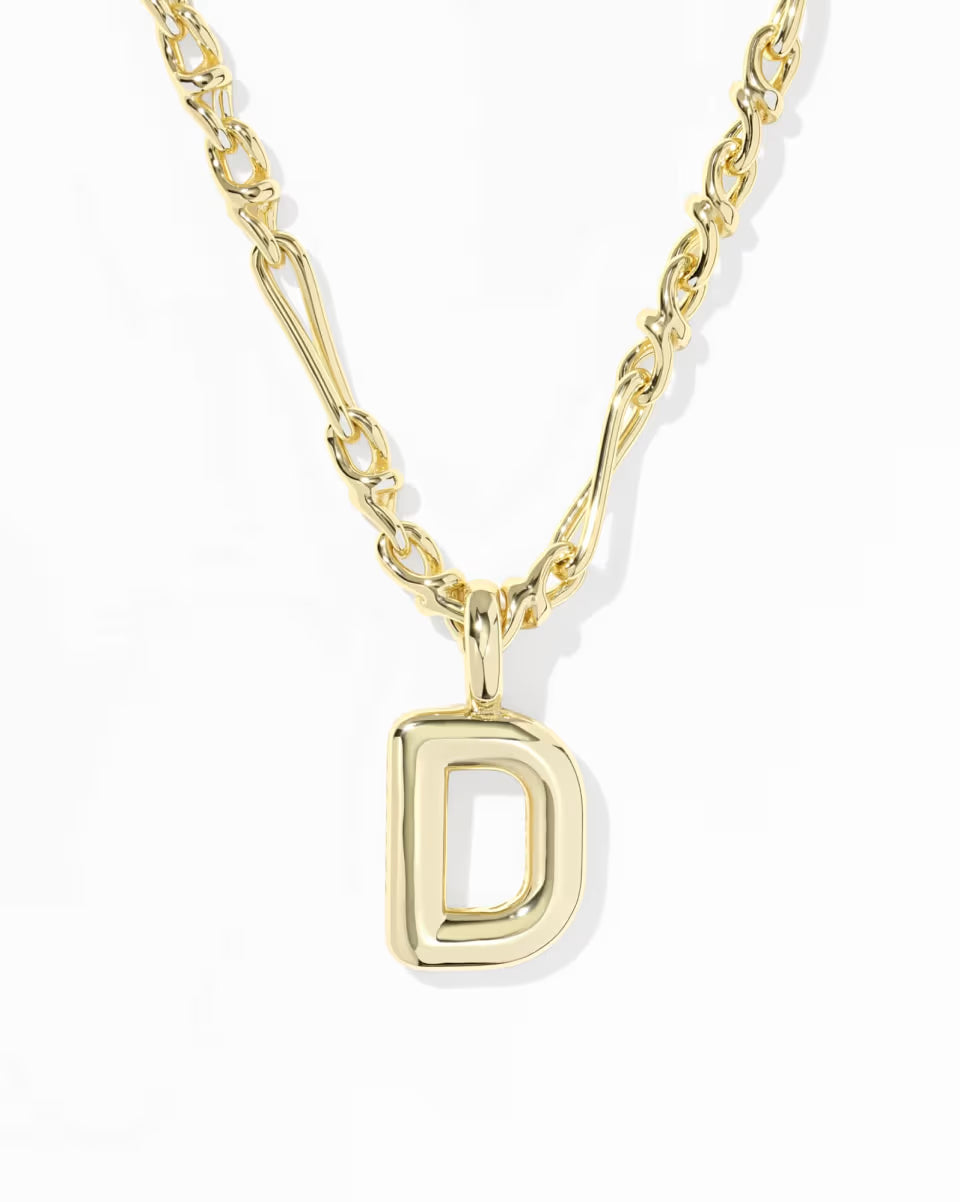 Kendra Scott: Bubble Letter Short Pendant Necklace Gold