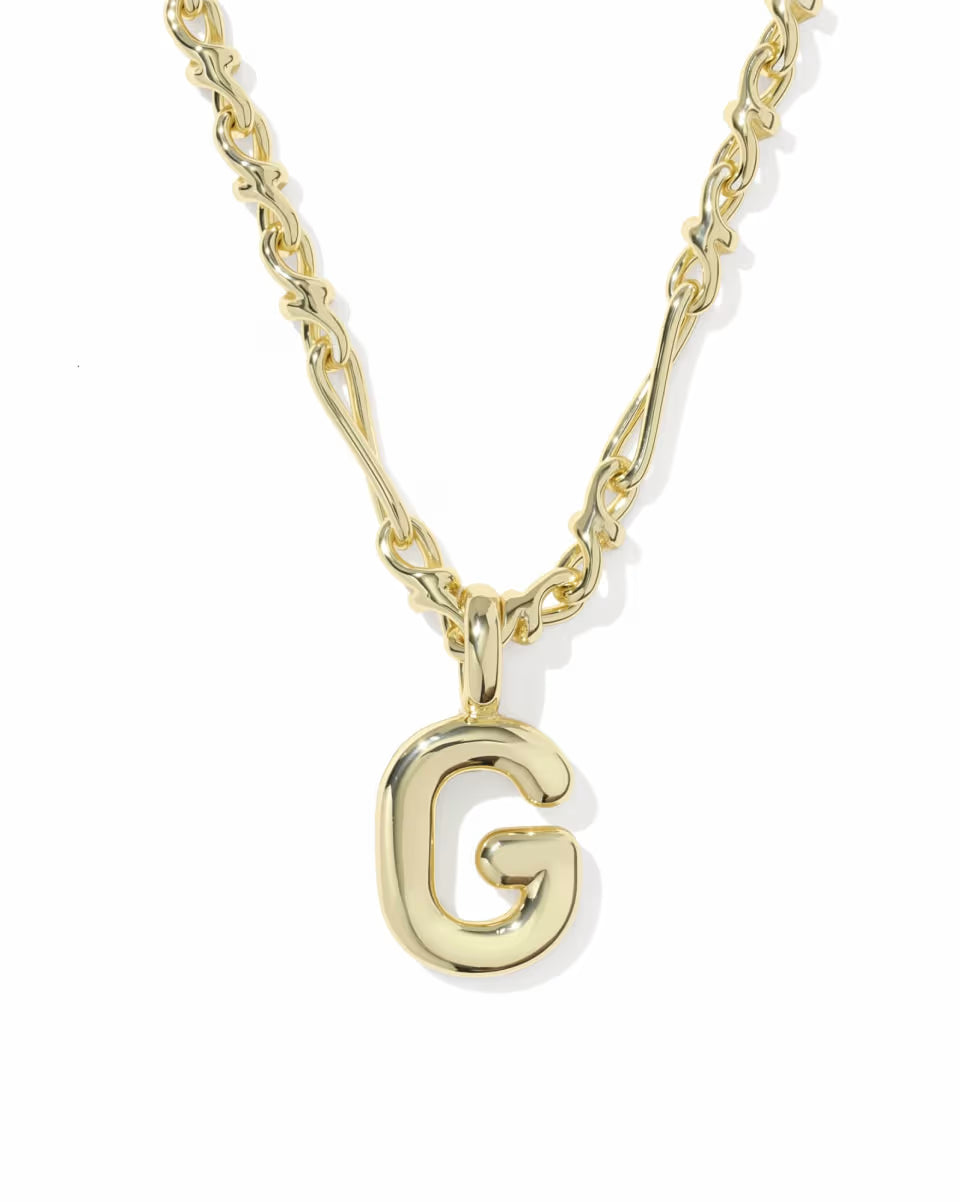 Kendra Scott: Bubble Letter Short Pendant Necklace Gold