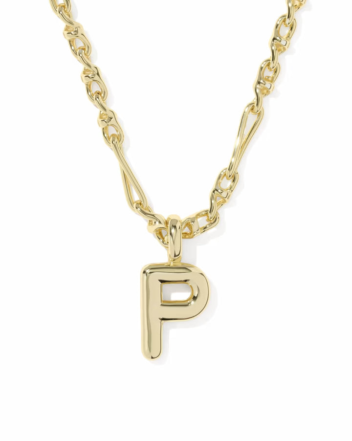 Kendra Scott: Bubble Letter Short Pendant Necklace Gold