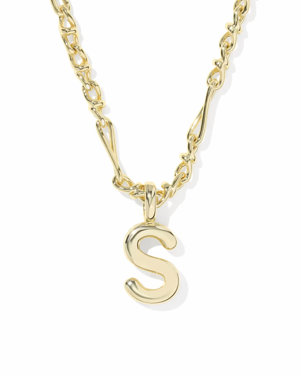 Kendra Scott: Bubble Letter Short Pendant Necklace Gold