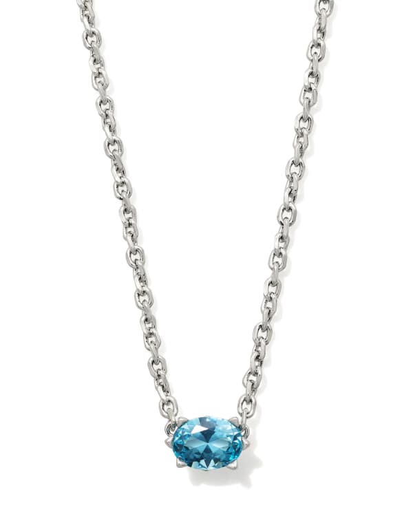 Kendra Scott Cailin Silver Pendant Necklace featuring an oval aqua crystal stone