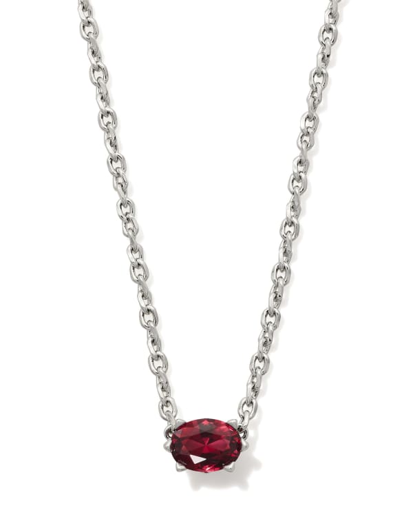 Kendra Scott Cailin silver pendant necklace with oval burgundy crystal stone centerpiece